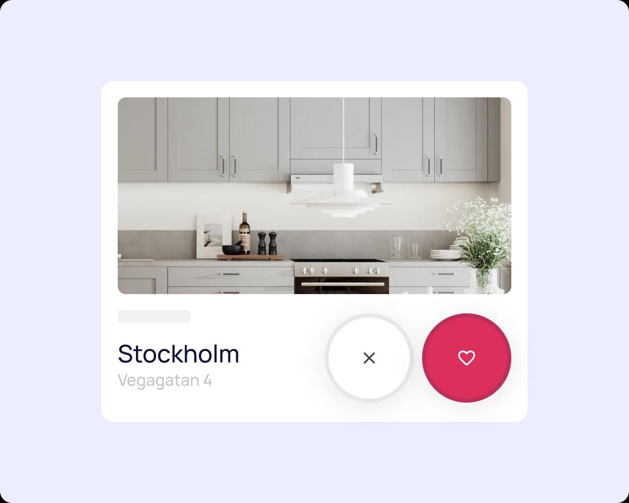 En produktillustration som visar hur man navigerar i funktionen Chansfilter genom att spara eller avvisa de bostadsannonser som filtrerats fram