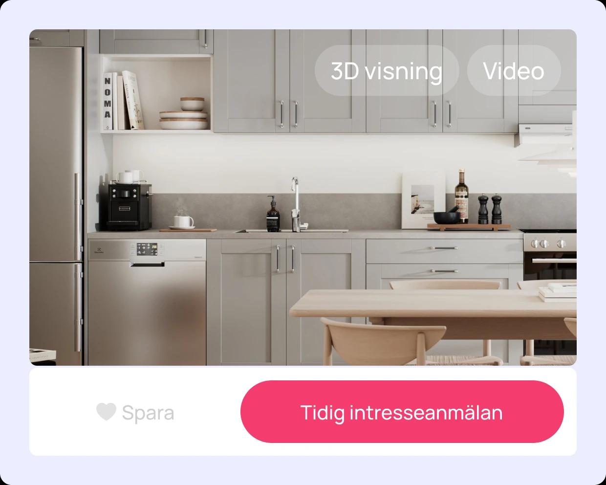 En bostadsannons på HomeQ med en tydligt markerad ansökningsknapp