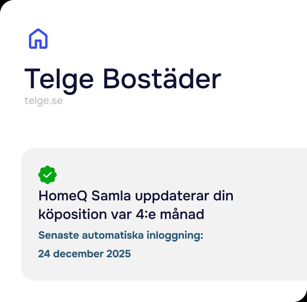 Illustration som visar att HomeQ Samla automatiskt uppdaterar köpoängen var 4:e månad.