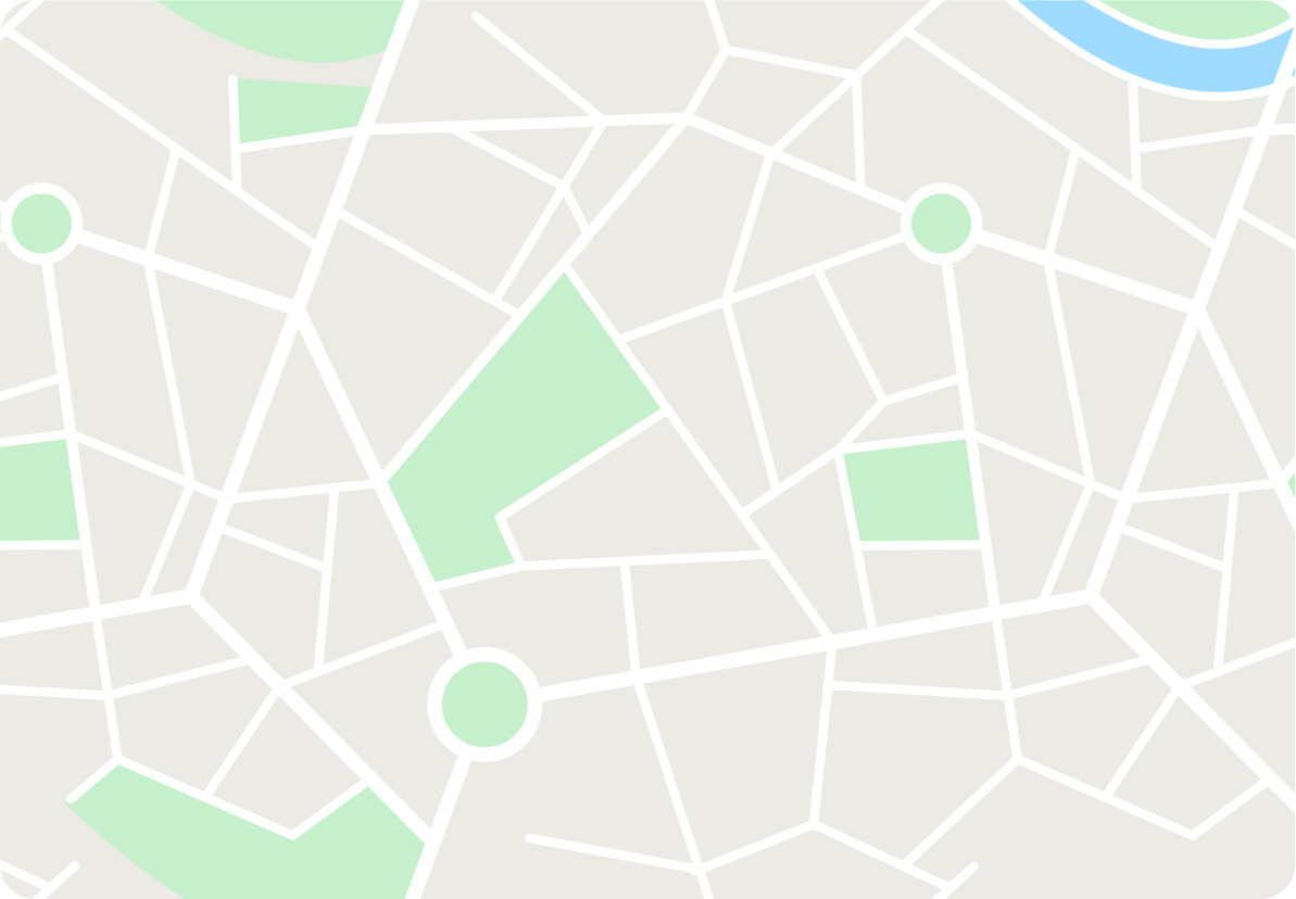 Map illustration with streets, parks and rivers